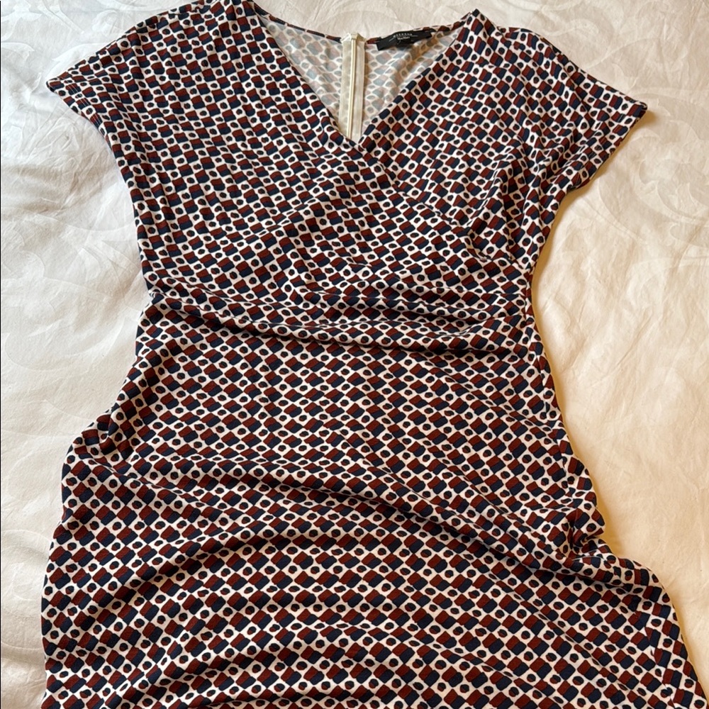 Max Mara weekend Elegant burgundy, Black and White Geometric Print Dress
